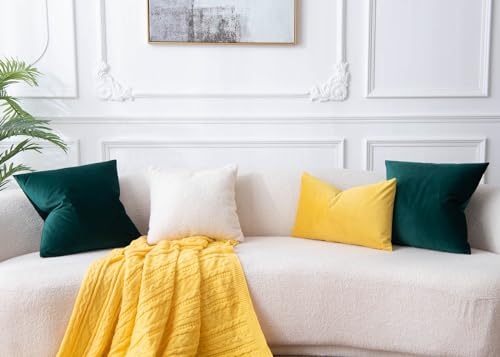 Image of Velvet Throw Pillow Covers 18x18 Set of 2 for Couch Bed Sofa,Dark Green | Decorative Soft Cushion Covers with Invisible Zipper for Modern Living Room Bedroom Home Decor Christmas