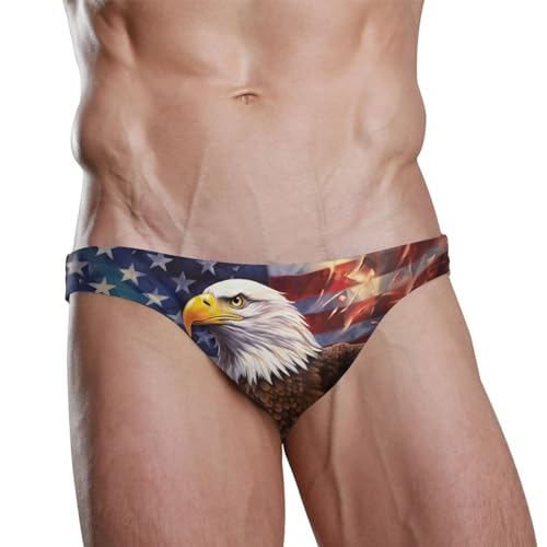 Men's American Bald Eagle 4th of July Independence Day Swim Briefs Bikini Swimsuit S 202a02802