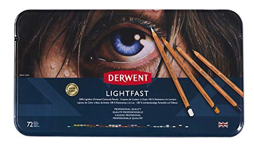 Derwent Lightfast - Set de 72 Crayons de Couleur, Coffret Cadeau en Bois, Mines Rondes Solides 4 mm, Texture Crémeuse, pour Dessin & Coloriage, Qualité Professionnelle (2302722)