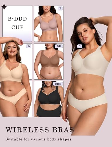 Image of OEAK Womens Wireless Jelly Bras Plus Size Support Push Up Comfortable Bra | no underwire,full coverage,for large breast,minimizer bra,seamless,tshirt bras,everyday bra