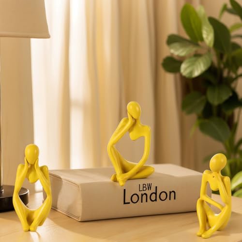 Set de 3 Estatuas Pensador Amarillo para Decoración miniatura 6