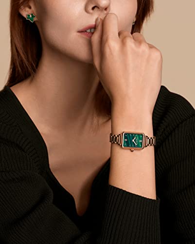 Image of Lola Rose Dainty Women's Wrist Watch: Green Malachite Dial, Wrapped by Stylish Gift Box, Elegant Present for Ladies and Loved Ones
