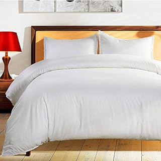 Balichun Duvet Cover Set King Size White Premium with Zipper Closure Hotel Quality