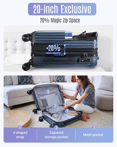 Image of LIGHT FLIGHT 3 Piece Luggage Sets With Spinner Wheels Hardshell TSA Lock | Durability, Spinner Wheels, Hardside Lightweight, TSA Lock, Durable, PC+ABS, Mobility