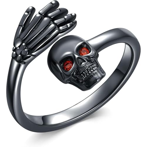 MIFYNN Gothic Skull Ring for Women Men Skeleton Hand Open Ring Punk Goth Halloween Jewelry Gifts (Skull Hand)