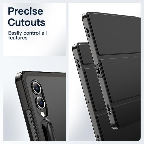 Image of JETech Cover Case for Samsung Galaxy Tab S10 Plus /Tab S9 Plus 12.4-Inch, Translucent Back Tri-Fold Stand Protective Tablet Cover, Support S Pen Charging, Auto Wake /Sleep (Black)
