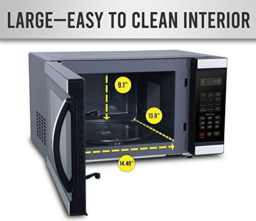 Farberware Countertop Microwave Oven, 1.1-Cu. Ft. 1000-Watts With Led Lighting, Child Lock, Easy Clean Grey Interior, Brushed Stainless Steel #TOP3