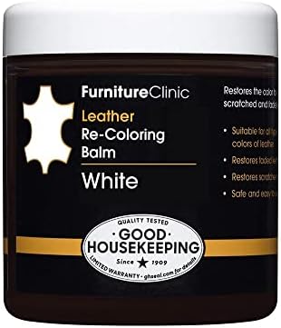 Furniture Clinic The Original Leather Re-Coloring Balm 16 Color Options - Leather Repair Kit for Furniture - Restore Couches, Car Seats, Clothing - Non-Toxic Leather Repair Cream (White)