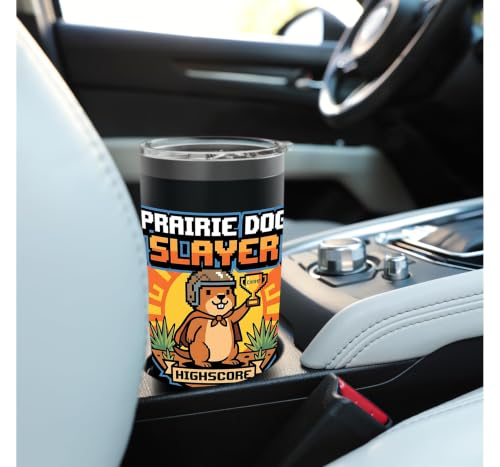 Prairie Dog Sunset - Vintage Prairie Dog Slayer Hunting Gamer Gobelet isotherme en acier inoxydable double paroi – vue 6
