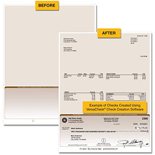 Papel para cheques comerciales de alta seguridad VersaCheck Formulario #1002 bronceado 3