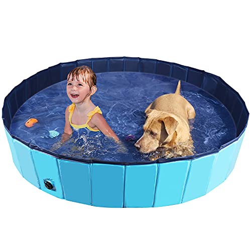 Halovie Dog Pool Portable Dog Bath Kiddie Pool Hard Plastic 32''/47''/63'' Foldable Pets Dog Swimming Pool Pvc Outdoor Pet Bathing Tub For Kids And Small Large Dogs Cats #TOP15