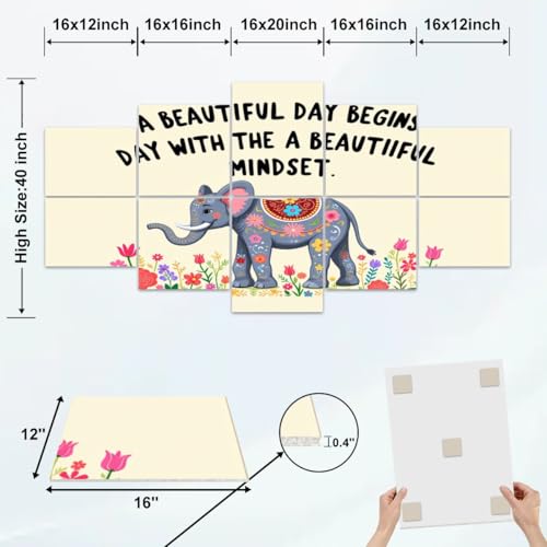 10 Pack Paneles Acústicos Artísticos, Elefante Fantasioso con Flores Coloridas, Reducción de Ruido y Tratamiento Acústico para Estudio, Hogar y Oficina miniatura 2