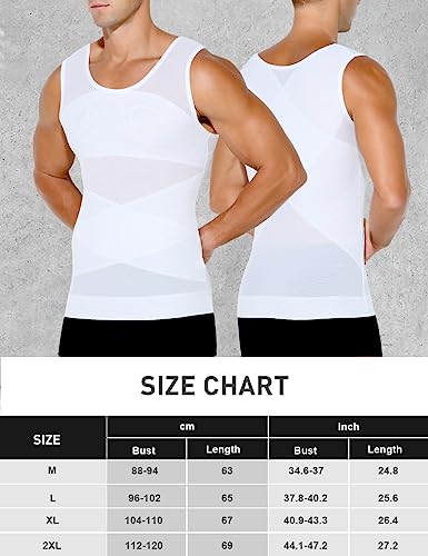 Arjen Kroos Men's Body Shaper Compression Mesh Tank Top Undershirts Shapewear,White-Ml4005,M #TOP5