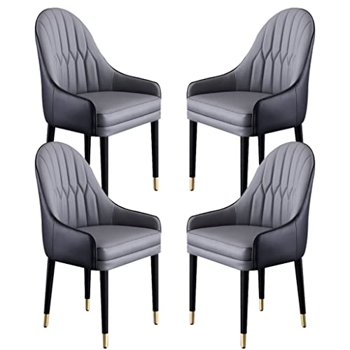 Juego de 4 sillas de comedor de piel de microfibra con respaldo ergonómico y patas de madera de haya, para cocina, salón, recepción (M)