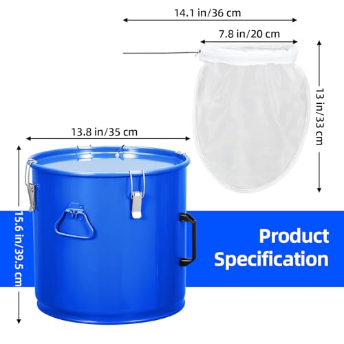 Fryer Grease Bucket 10 Gal, Oil Disposal Caddy, Steel Fryer Oil Transport Container with Rust-proof Coating, Grease Can with Lid & Lock Clips & Filter Bag For Cooking Oil Filtering