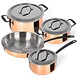 Kochchef KOCHTOPFSET VERKUPFERT INKL. BRATPFANNE: hochwertiges Set bestehend aus drei Töpfen und einer Bratpfanne