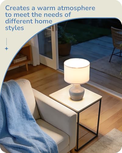 EDISHINE 11.8" Ceramic Table Lamp, Light Blue & Cream Base, Modern Bedside Table Lamp with TC Fabric Shade, Bedside Lamp for Bedroom, Living Room, E14 2700K LED Bulb Included, On-Off Line Switch - Image 6