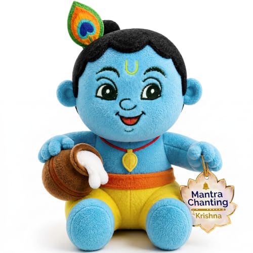 Image of Kidsmate Krishna Musical Soft Toy for Kids & Babies | Chanting Plush Baby Toy with 3 Preloaded Bhajans, Mantras & Aarti | Lord Krishna Soft Toy | Best Birthday Gift for Kids (Medium - 28 Cm)