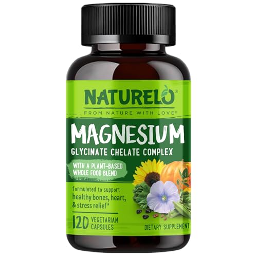 NATURELO Magnesium Glycinate Chelate Complex - 200 mg Magnesium...