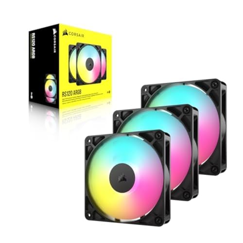 CORSAIR RS120 ARGB 120mm PWM-Lüfter – Daisy-Chain-Verbindung – Geräuscharm – Magnetisches Dome-Lager – Dreierpack – Schwarz