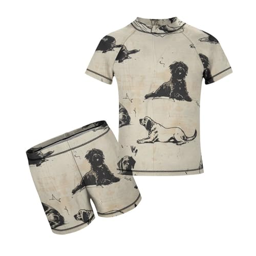 Yoga Dogs PosesChildren's Casual Swimsuit Set - Simple and Versatile