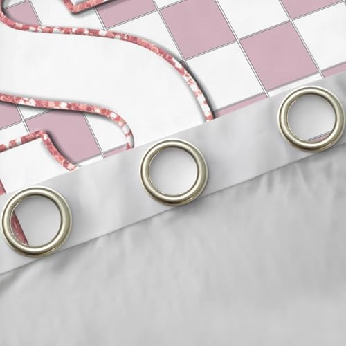 Image of Erosebridal Pink Initial S Window Drapes Kawaii Plaid Checkered Blackout Curtains 38 inchWx54 inchL Cute Personalized Monogram Curtains for Kids Girls Bedroom,Fashion Grids Gingham Window Treatments 2 Panels