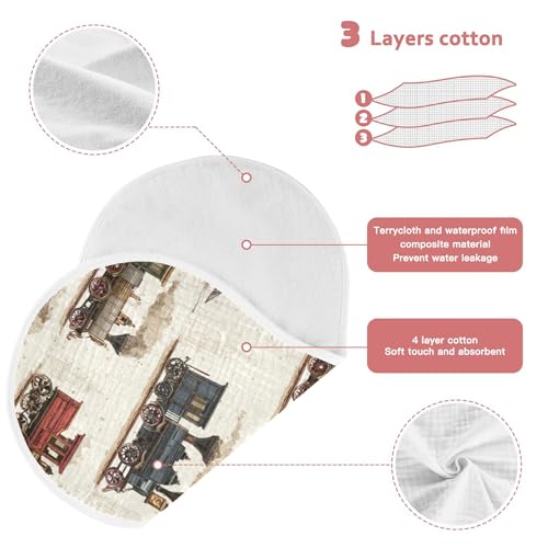 Steam Trains Vintage Burp Cloths Baby Boys Girls Absorbent Soft Cotton Burping Cloths Rags, 1 Pack3