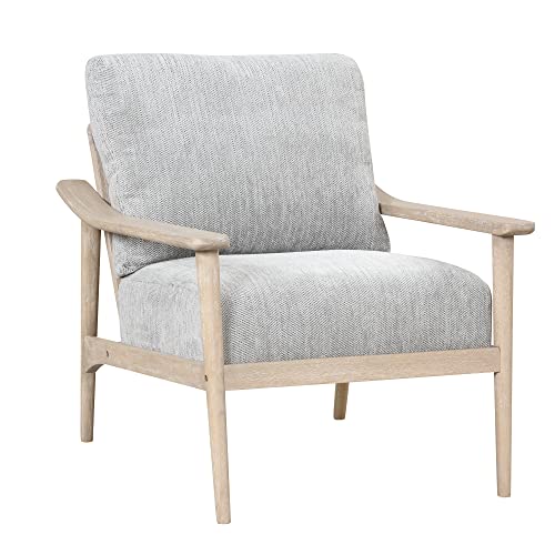 Olela Accent Chair Mid Century Armchair Teddy Short Plush Bedroom Chair, Reading Chair For Living Room With Rattan Weave And Anti-Slip Foot (Natural(Vertical Slatted Back)) #TOP22
