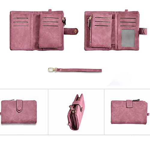 Trifold Leather Wallet for Women, Multi Card Organizer Small Women Wallet with Zippered Coin Pocket and Wristlet, Black, One Size4