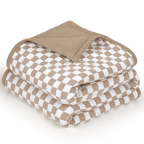 lulumoon Muslin Baby Blanket Neutral: Cotton Toddler Blanket for Daycare