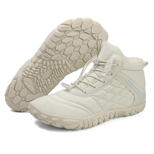 Image of Winter Footwear Barefoot Shoes Women Men Zero Drop Barefoot Hiking Boots Slip On Warm Waterproof Snow Boot Minimalist Wide Toe Ankle Booties Five Finger Hike Shoes Outdoor