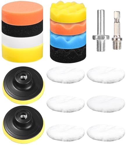 80mm Polierschwämme Pads 18 Stück Polier set Auto Polierpads Auto Schwämme Pads Polieraufsatz Polieren Pads für Akkuschrauber Poliermaschine Polierauflage Bohrmaschine Polieren Schleifen Wachsen