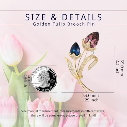 Image of Rhinestone Flower Brooch Austrian Crystal Flower Pin 18k Gold Plated Floral Brooch Lapel Pin Jewelry Mother's Day Birthday Gifts for Mom Wife