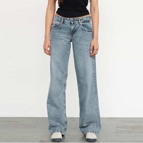 fanmpghleoo Baggy Low Rise Jeans for Woman Boyfriend Trendy Jeans Wide Leg Denim Pants Cowgirl Lounge Trousers with Pockets3