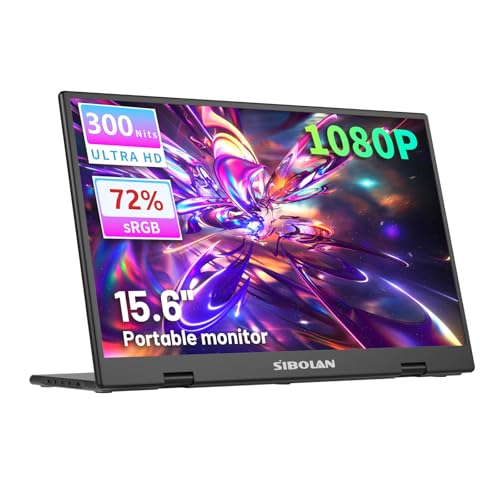 Image of Portable Monitor, 15.6 inch Display, 1080P Full HD Resolution, IPS Panel, 300 Nits Brightness, 60Hz Refresh Rate, USB-C /HDMI, Plug & Play, Height-Adjustable Stand, Gaming & Travel