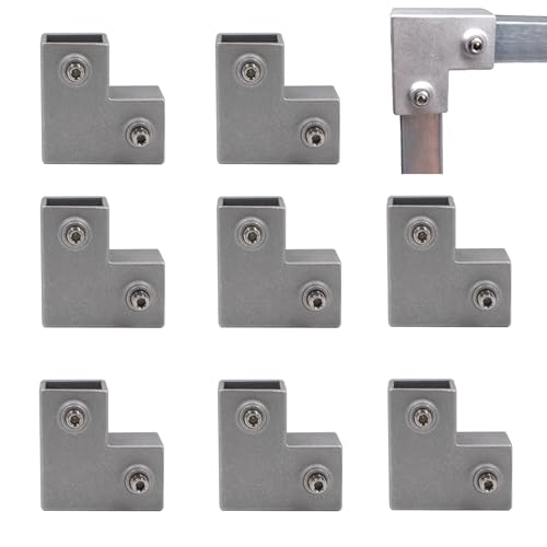8 piezas de conectores de tubo cuadrado, conectores rectangulares de aleación de aluminio, 2 vías, 90 grados, para conexión de tubo cuadrado de 25x25mm