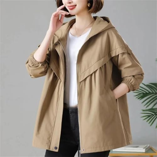Women's Plus Size Hooded Trench Coat – Casual Loose Mid-Length Jacket For Spring And Fall2