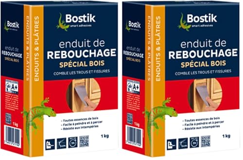 Bostik Enduit de Rebouchage Prêt à l'Emploi Spécial Bois – Pâte à Bois en Poudre – Intérieur et Extérieur – Pour Combler les Trous et Fissures...