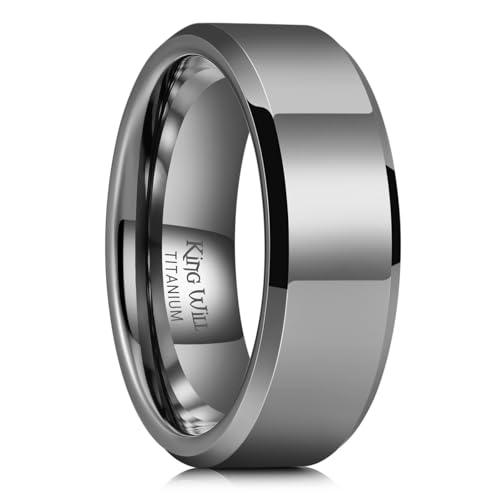 King Will BASIC Men's 8mm Gunmetal Titanium Ring Polished Plain Comfort Fit Wedding Engagement Band, Size 8 by King Will - Used condition - US$25.89