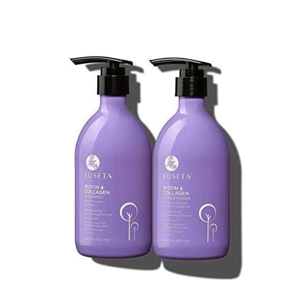 Luseta-Biotin-Collagen-Shampoo-Conditioner-Set-2-x-169oz-Thickening-for-Hair-Loss-Fast-Hair-Growth-Infused-with-Argan-Oil-to-Repair-Damaged-Dry-Hair-Sulfate-Free-Paraben-Free Luseta Biotin Shampoo and Conditioner for HairGrowth - Thickening Shampoo for Thinning Hair andHair Loss - Infused with Argan Oil to Repair DamagedDry Hair - Sulfate Free Paraben Free-2 x 16.9 fl oz