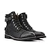 Polar Fox Men's Patrick Motorcycle Combat Boots | Military Style Cap Toe Ankle Boot with Side Zipper & Buckles | MPX808583 | in Black, Size 8.5