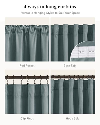 Image of Dark Slate Velvet Curtains for Living Room, W52 x L96 inches, 2 Pcs | Luxury 300GSM Velvet, Back Tab Window Drapes, Heat Block Out, Privacy & UV Protection, Boys' Bedroom, Store, Villa Window