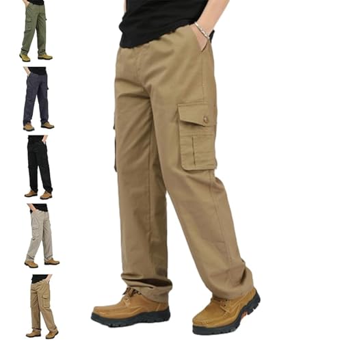 Adorlina Flex Cargo Pants for Men Flexrover, Ultra Comfort Flex Fit Multi-Pocket Durable Pants, Durable and High Stretch (Khaki,5XL)