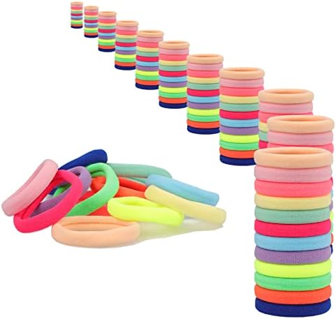 Hair Ties for Women Girls, 100 Pcs Elastic No Damage Rubber Hair Bands for Thick Thin Hair, Soft Ponytail Holders Accessories (12 Colors）
