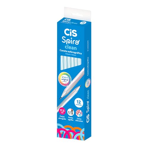CIS Caneta Esferográfica SPIRO CLEAN Ponta 0.7mm, Azul, Caixa com 12 unidades