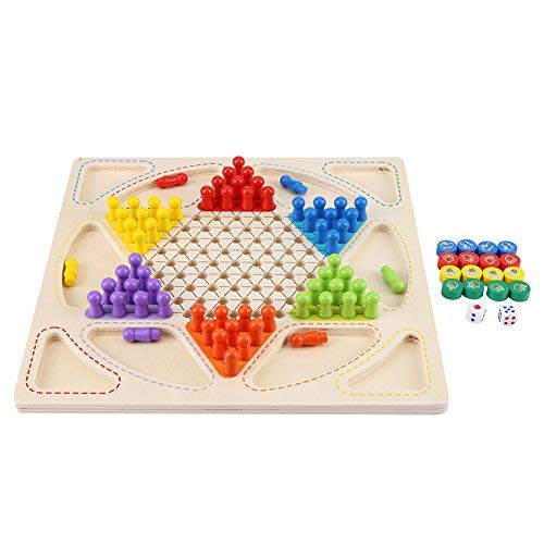 Yosoo Wooden Chinese Checkers Game Set 12.2 Inch Wooden Board Wooden Colorful Chinese