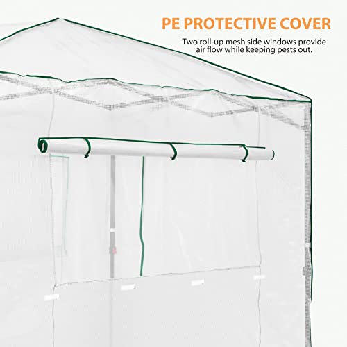EAGLE PEAK Replacement Cover for 8x6 Portable Walk-in Pop up Greenhouse, Front and Rear Roll-Up Zipper Entry Doors and 2 Large Roll-Up Side Windows (Frame Not Included), White - Image 3