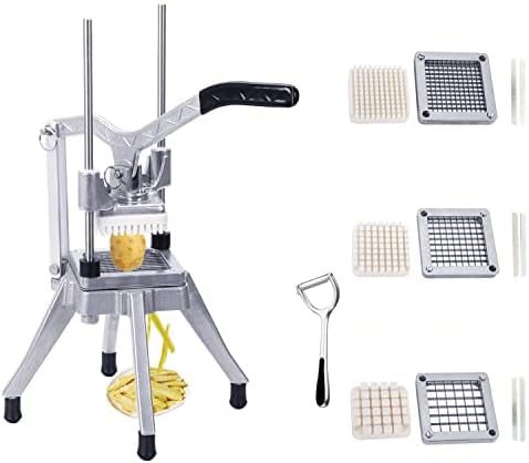 Rismanor Commercial Vegetable Fruit Chopper 1/4″3/8″1/2″Blade Onion Chopper French Fry Cutter Slicer Stainless Steel for Tomato Potato Cutting Restaurant Home Kitchen, Sliver