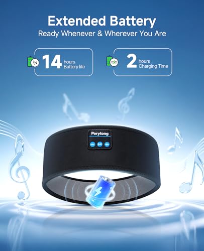 Image of Perytong Sleep Headphones Bluetooth 5.4 Headband, Sleep Headband Headphones for Side Sleepers, Built-in HD Stereo Speakers & Long-Lasting Time Battery, Sports Headband Music Earphones for Nap