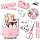 SKYDUE Pink Desk Accessories 10Pcs, Rotating Pen Holder for Desk, Stapler, Staple Remover, Tape Dispenser,2pcs Tape Refills, Binder Paper Clips Kit, Scissor,Pink Office School Supplies
